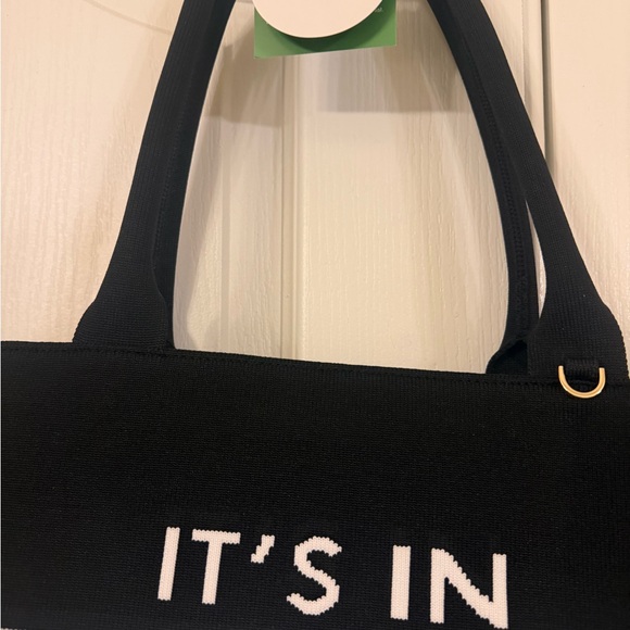 Kate Spade Monochrome Black & White heavy duty cloth Text Tote - Picture 3 of 4
